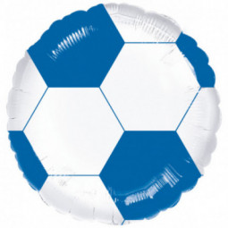 Blue Football Round Foil Balloon - Inflated