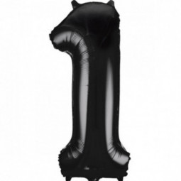 Black Giant Number Supershape Foil Balloons - Numbers 0 - 9 - Inflated