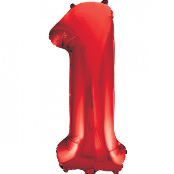 Red Giant Number Supershape Foil Balloons - Numbers 0 - 9 - Inflated