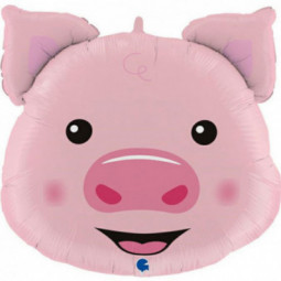 Pig Head SuperShape Foil Balloon - Inflated