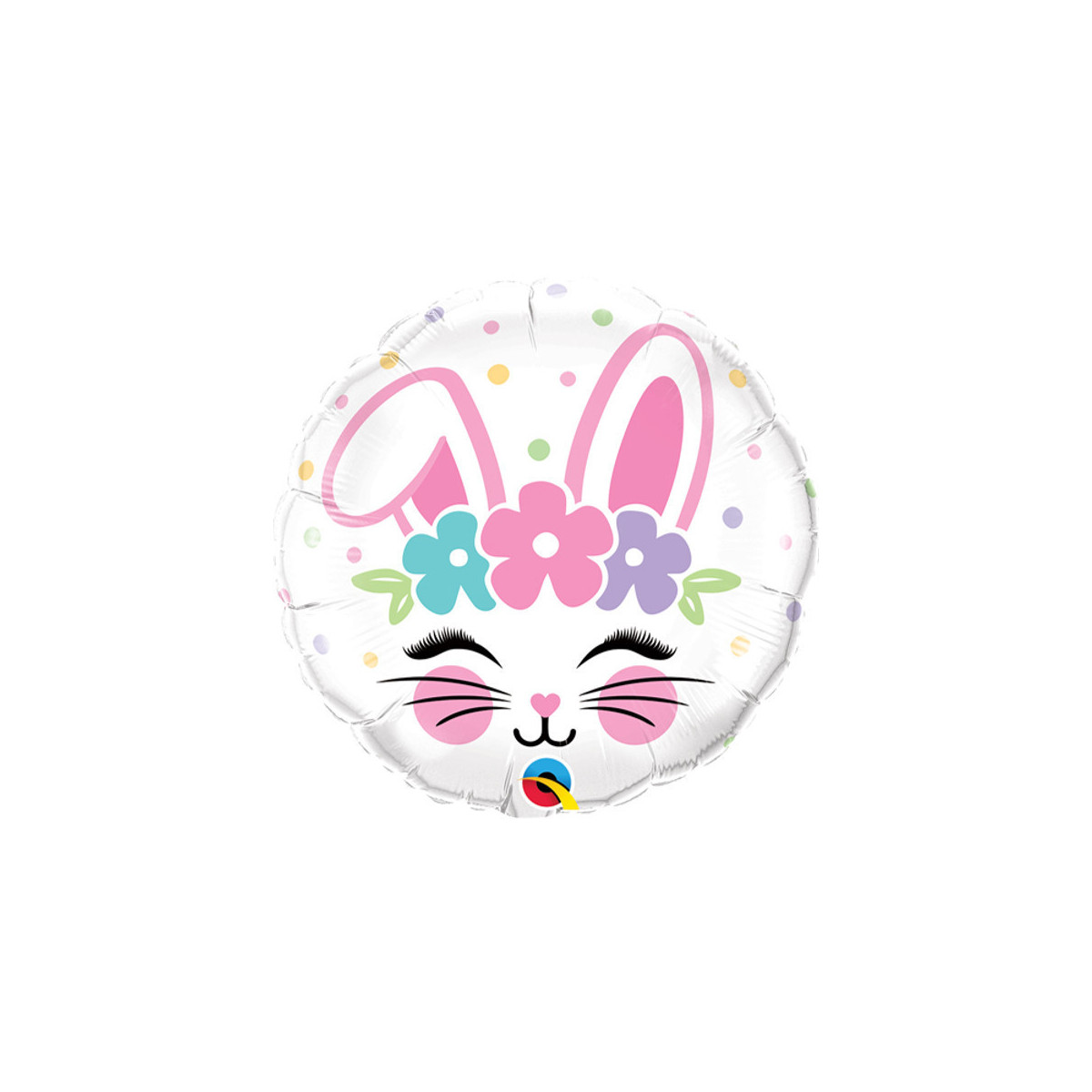 Easter Bunny Face Round Foil Balloon - Inflated Easter Bunny Face Round Foil Balloon - Inflated