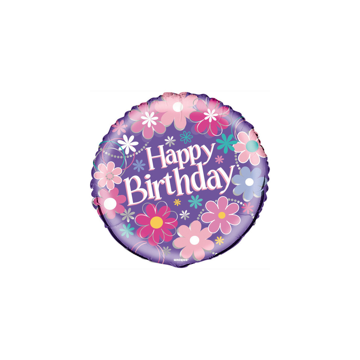 Birthday Blossoms Round Foil Balloon - Inflated