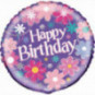 Birthday Blossoms Round Foil Balloon - Inflated