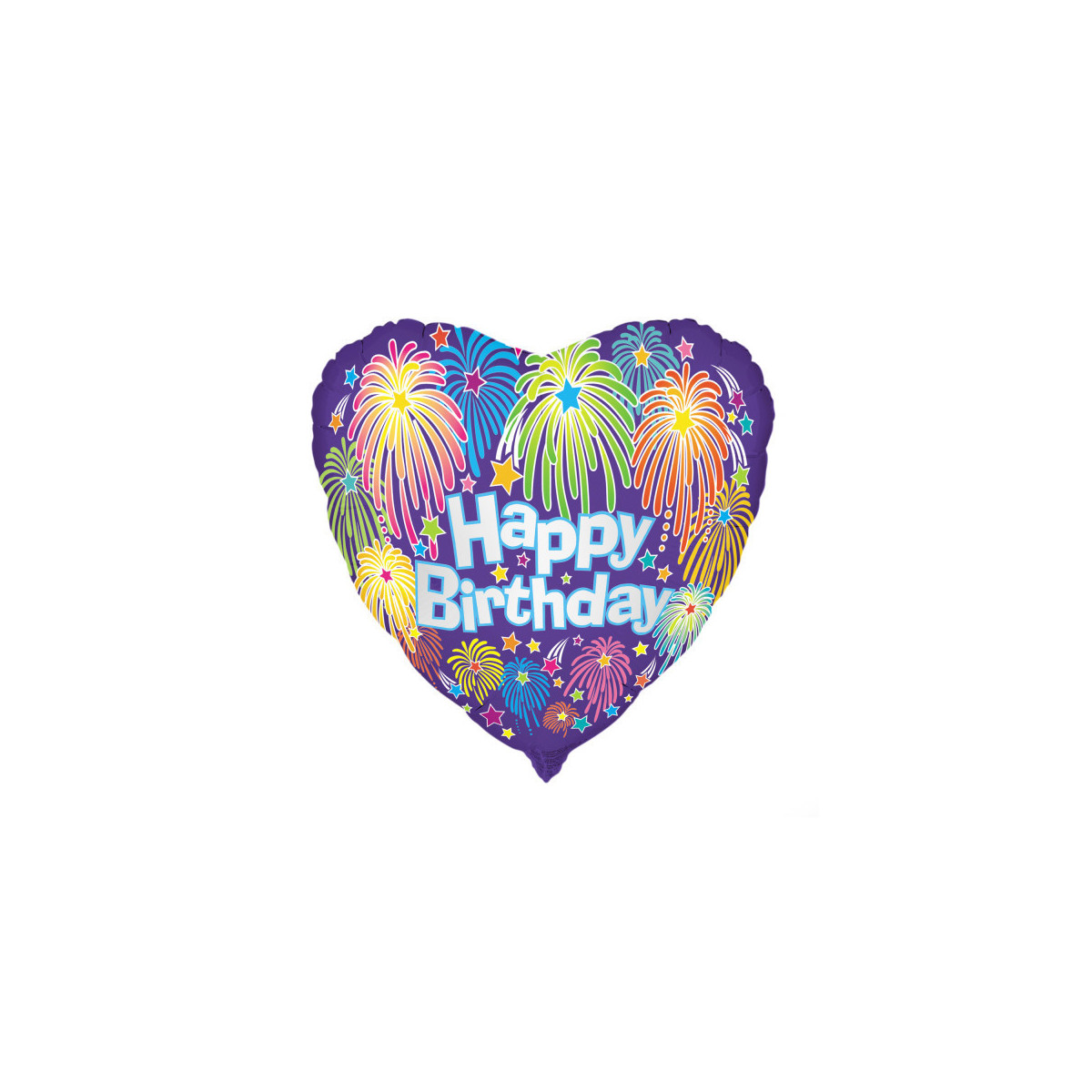 Fireworks Happy Birthday Heart Foil Balloon - Inflated
