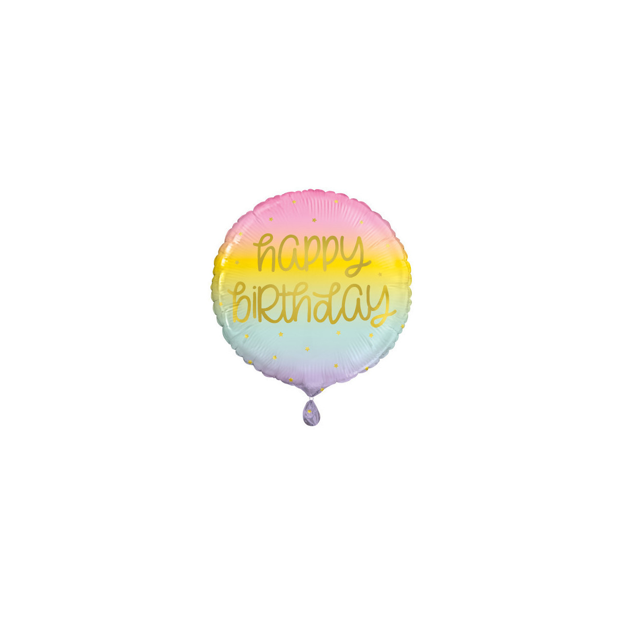 Pastel Rainbow Birthday Round Foil Balloon - Inflated