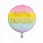 Pastel Rainbow Birthday Round Foil Balloon - Inflated