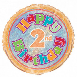 2nd Birthday Round Foil Balloon - Inflated