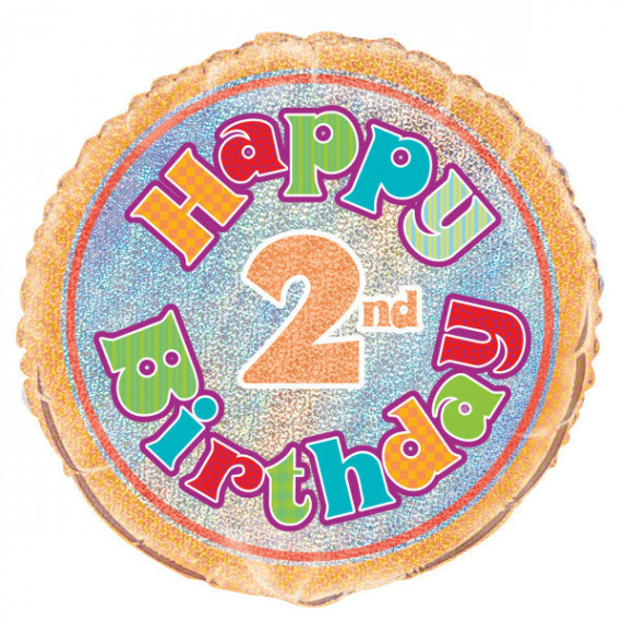 2nd Birthday Round Foil Balloon - Inflated