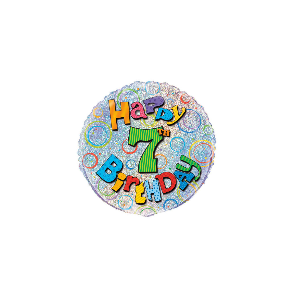 7th Birthday Round Foil Balloon - Inflated