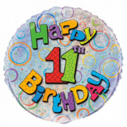 11th Birthday Round Foil Balloon - Inflated
