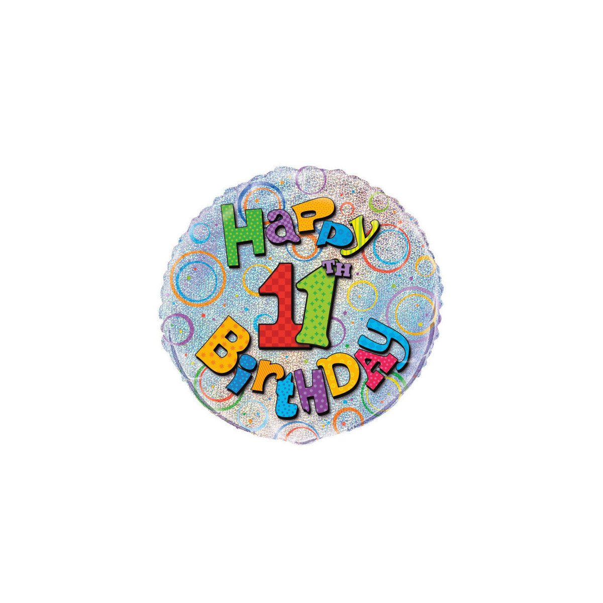 11th Birthday Round Foil Balloon - Inflated