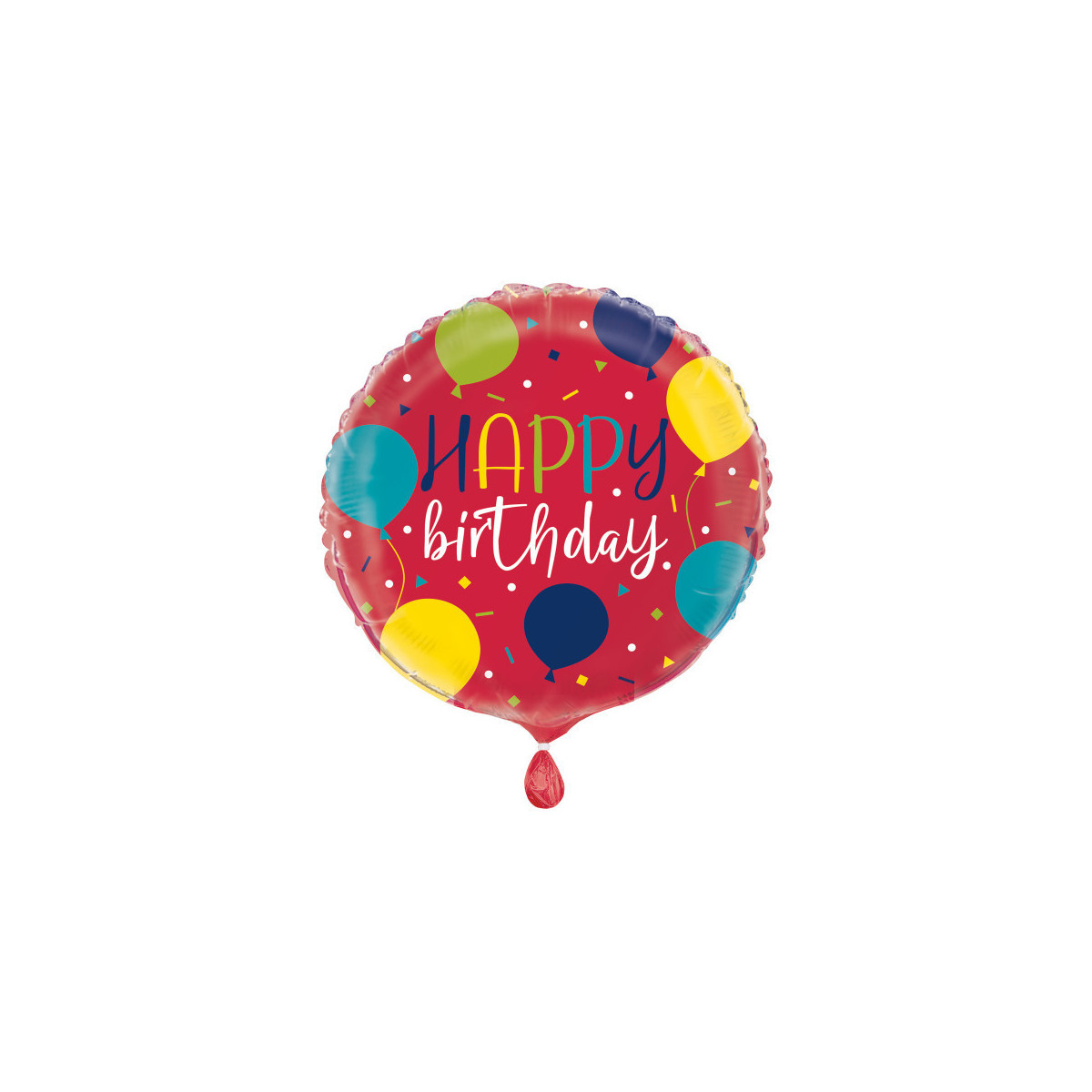 Red Happy Birthday Round Foil Balloon - Inflated