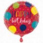 Red Happy Birthday Round Foil Balloon - Inflated