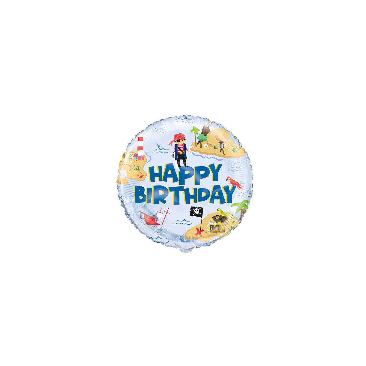 Ahoy Pirate Happy Birthday Round Foil Balloon - Inflated