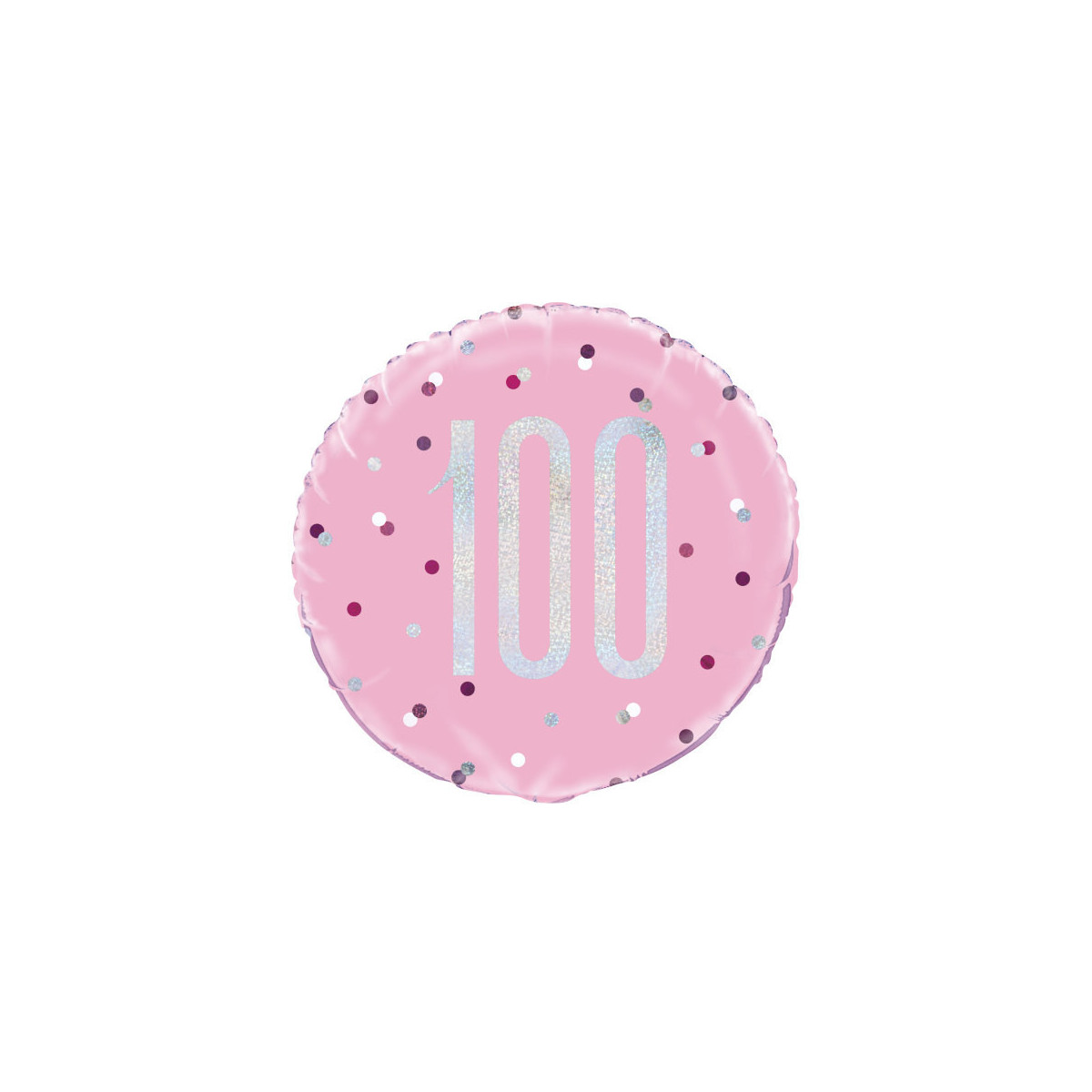 Pink 100th Birthday Round Foil Balloon - Inflated