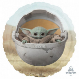 The Mandalorian Baby Yoda Round Foil Balloon - Inflated