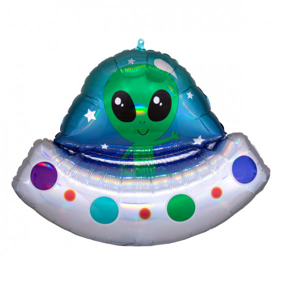 Alien Spaceship Supershape Foil Balloon - Inflated