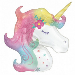 Enchanted Unicorn Head Supershape Foil Balloon - Inflated