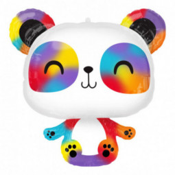 Rainbow Panda Supershape Foil Balloon - Inflated