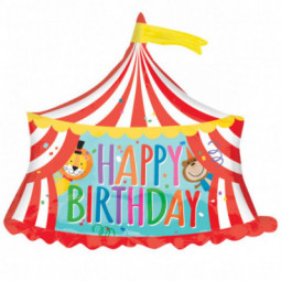 Circus Happy Birthday Supershape Foil Balloon - Inflated