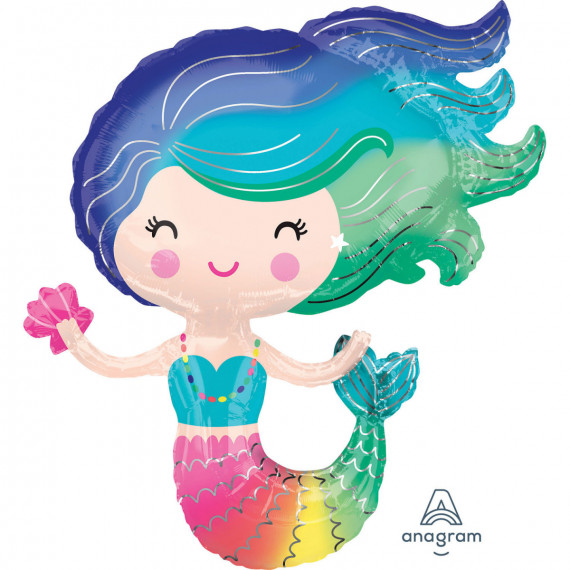 Mermaid Supershape Foil Balloon - Inflated Mermaid Supershape Foil Balloon - Inflated