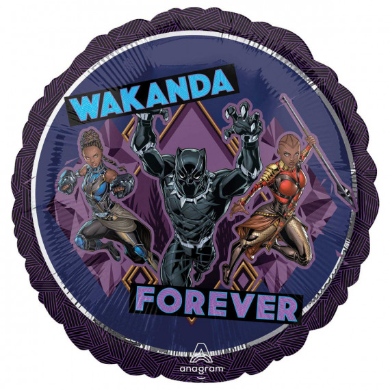 Black Panther Round Foil Balloon - Inflated Black Panther Round Foil Balloon - Inflated
