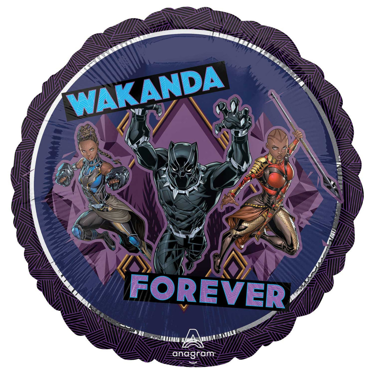 Black Panther Round Foil Balloon - Inflated Black Panther Round Foil Balloon - Inflated