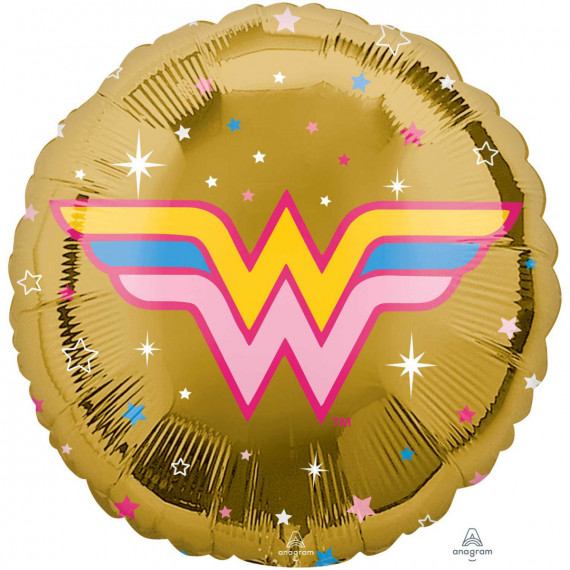 Wonder Woman Round Foil Balloon - Inflated Wonder Woman Round Foil Balloon - Inflated