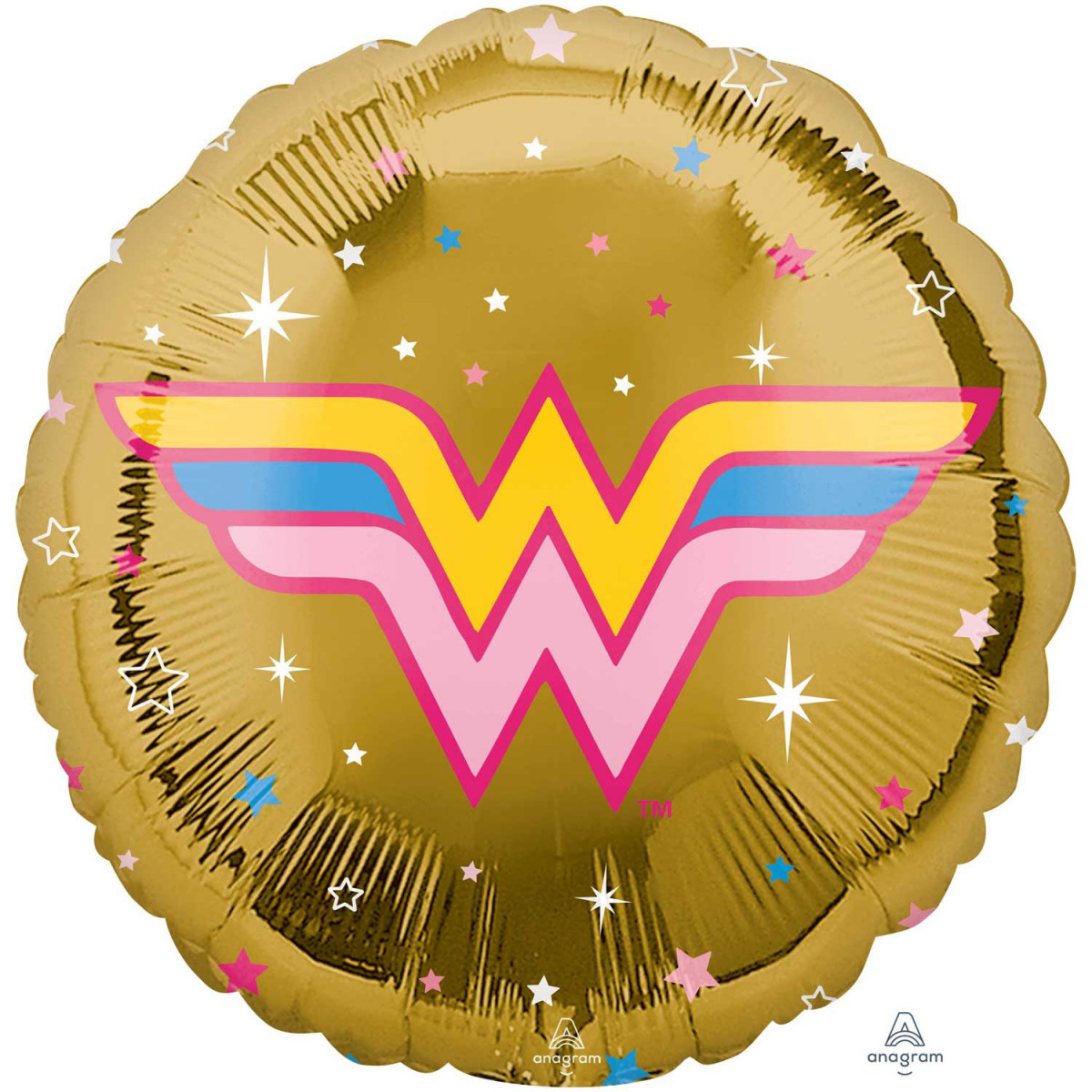 Wonder Woman Round Foil Balloon - Inflated Wonder Woman Round Foil Balloon - Inflated