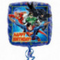 Justice League Happy Birthday Square Foil Balloon - Inflated Justice League Happy Birthday Square Foil Balloon - Inflated