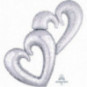 Silver Interlocking Hearts Supershape Foil Balloon - Inflated Silver Interlocking Hearts Supershape Foil Balloon - Inflated