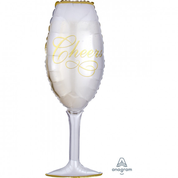 Champagne Glass Supershape Foil Balloon - Inflated Champagne Glass Supershape Foil Balloon - Inflated