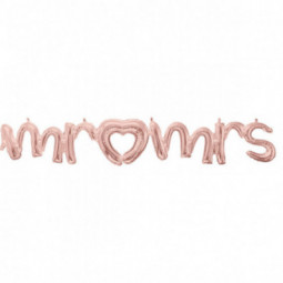 Rose Gold Mr & Mrs Air Filled Foil Balloon - Inflated