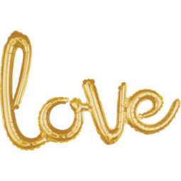 Gold Love Air Filled Foil Balloon - Inflated