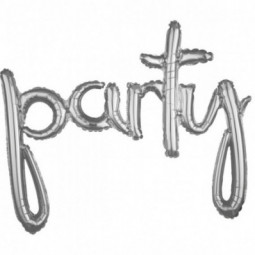 Silver Party Air Filled Foil Balloon - Inflated