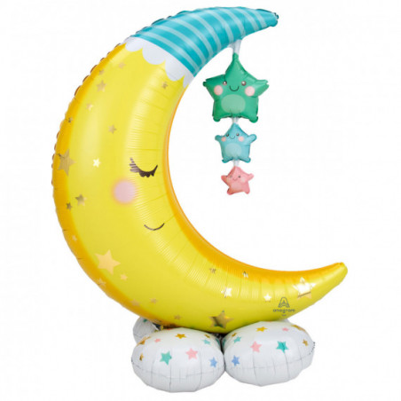 Moon and Stars Airloonz Foil Balloon - Inflated