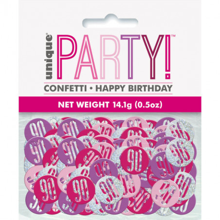 Pink 90th Birthday Confetti