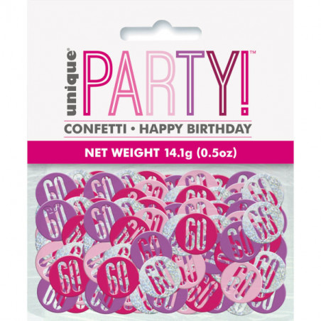 Pink 60th Birthday Confetti