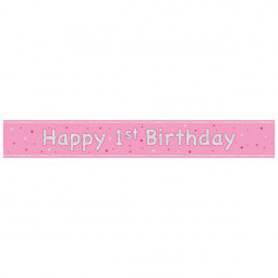 Pink Happy 1st Birthday Foil Banner