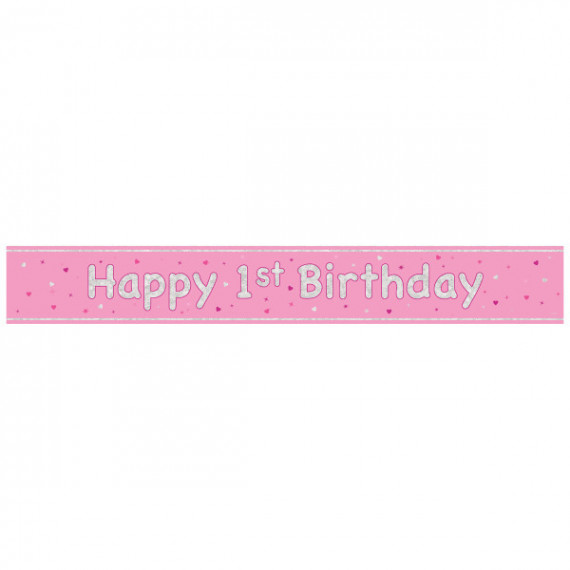 Pink Happy 1st Birthday Foil Banner