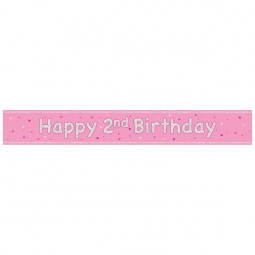 Pink Happy 2nd Birthday Foil Banner
