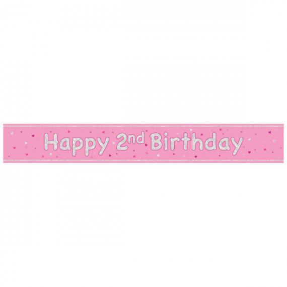 Pink Happy 2nd Birthday Foil Banner