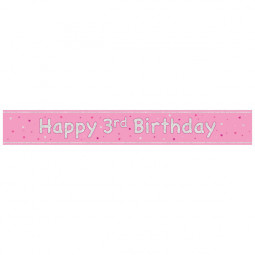 Pink Happy 3rd Birthday Foil Banner