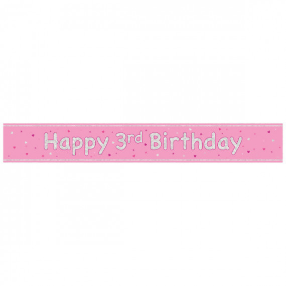 Pink Happy 3rd Birthday Foil Banner