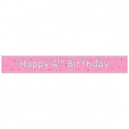 Pink Happy 4th Birthday Foil Banner