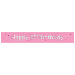 Pink Happy 5th Birthday Foil Banner