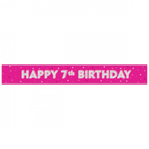 Pink Happy 7th Birthday Foil Banner