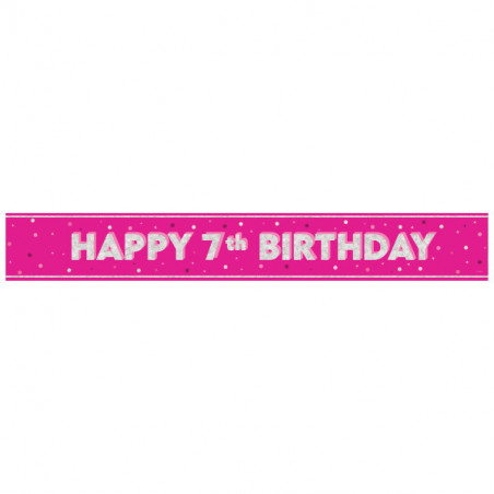 Pink Happy 7th Birthday Foil Banner