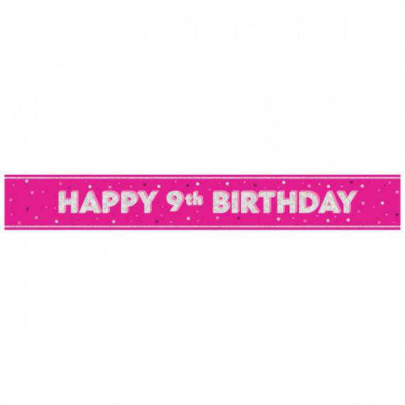 Pink Happy 9th Birthday Foil Banner