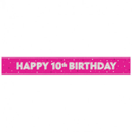 Pink Happy 10th Birthday Foil Banner